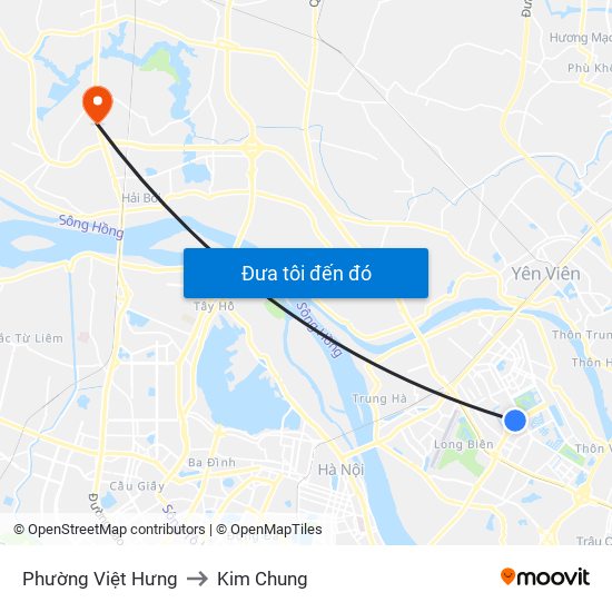 Phường Việt Hưng to Kim Chung map
