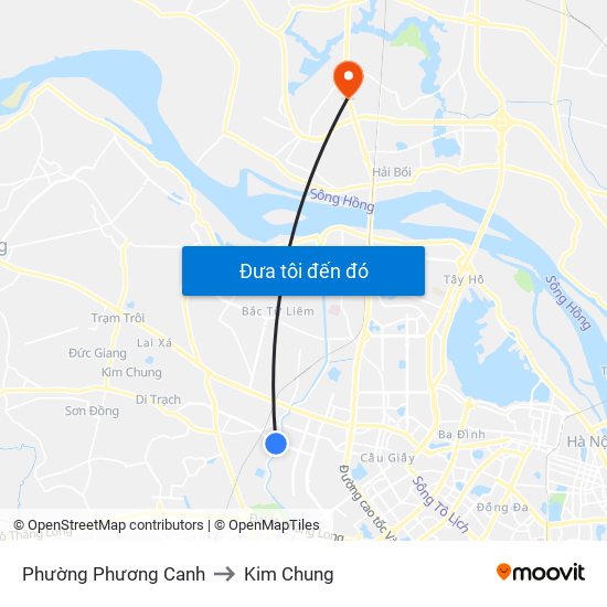 Phường Phương Canh to Kim Chung map