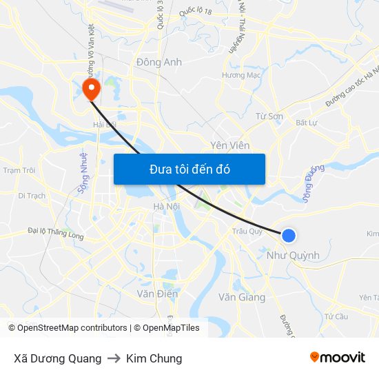 Xã Dương Quang to Kim Chung map