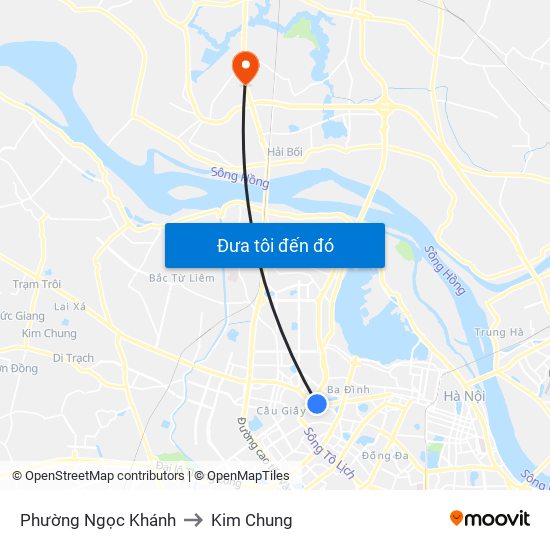 Phường Ngọc Khánh to Kim Chung map
