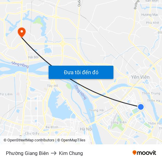 Phường Giang Biên to Kim Chung map