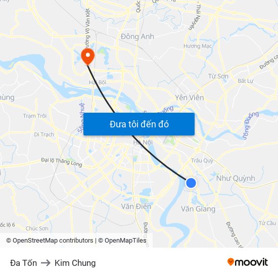 Đa Tốn to Kim Chung map