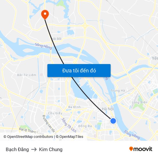 Bạch Đằng to Kim Chung map