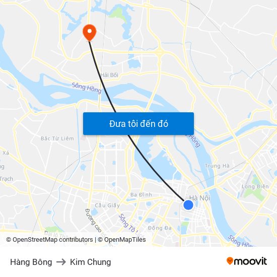 Hàng Bông to Kim Chung map