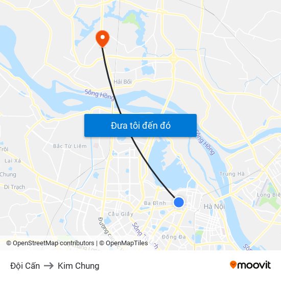 Đội Cấn to Kim Chung map