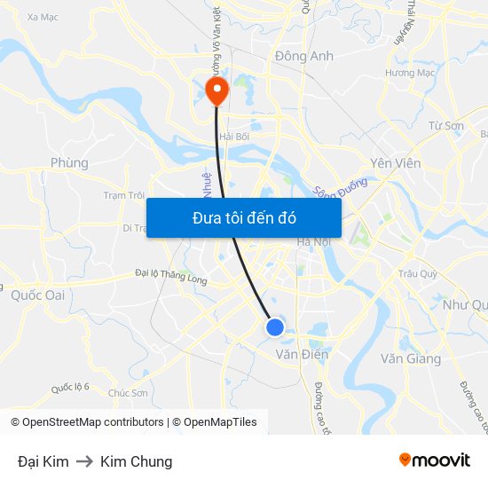 Đại Kim to Kim Chung map