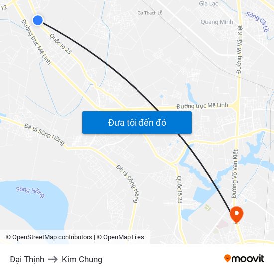 Đại Thịnh to Kim Chung map