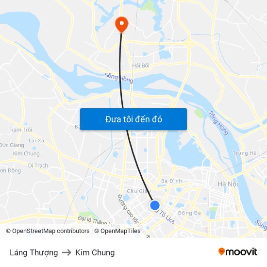 Láng Thượng to Kim Chung map