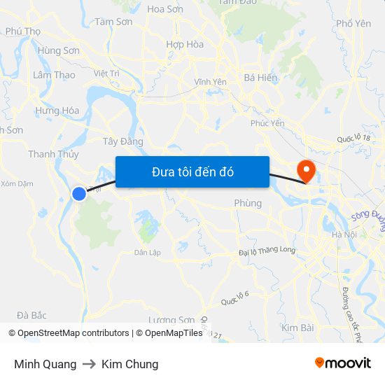 Minh Quang to Kim Chung map