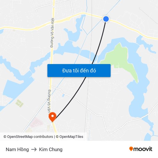 Nam Hồng to Kim Chung map
