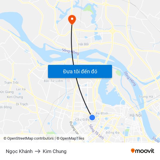 Ngọc Khánh to Kim Chung map