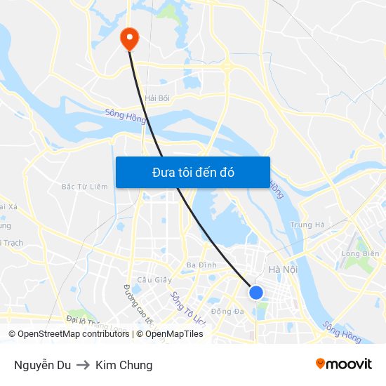 Nguyễn Du to Kim Chung map