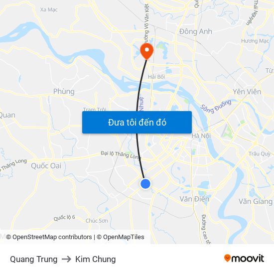 Quang Trung to Kim Chung map