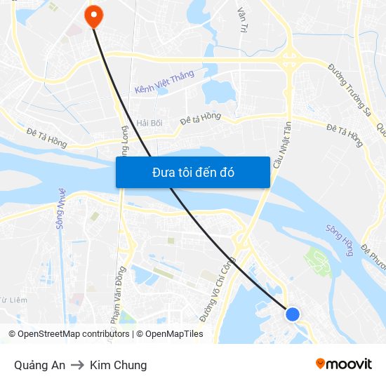 Quảng An to Kim Chung map