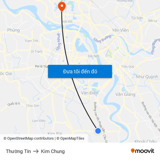 Thường Tín to Kim Chung map