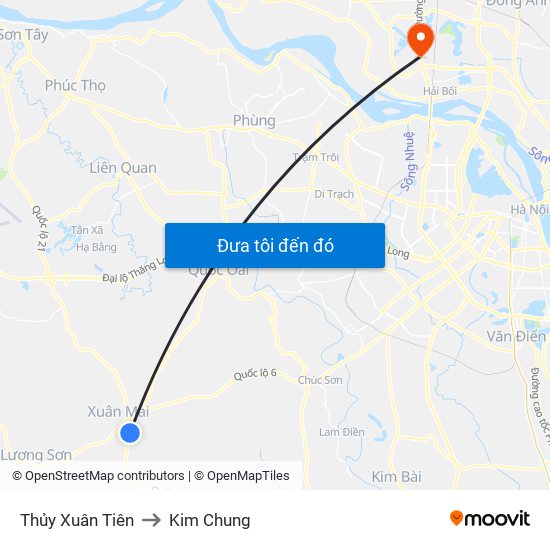 Thủy Xuân Tiên to Kim Chung map