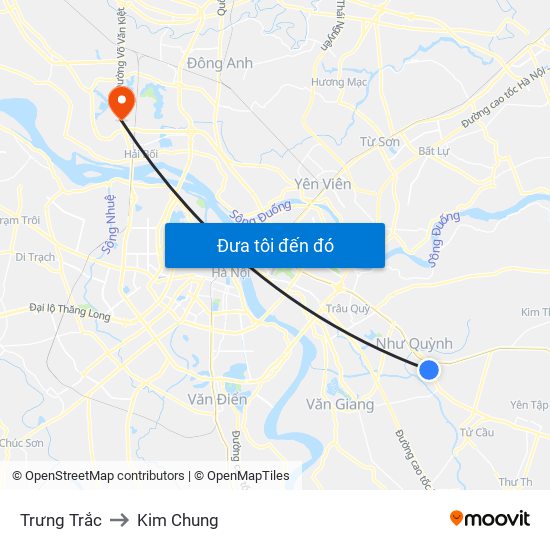 Trưng Trắc to Kim Chung map