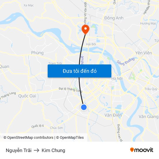 Nguyễn Trãi to Kim Chung map