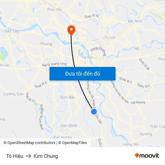 Tô Hiệu to Kim Chung map