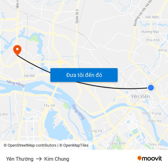 Yên Thường to Kim Chung map