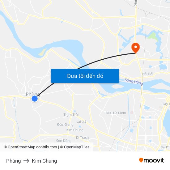 Phùng to Kim Chung map
