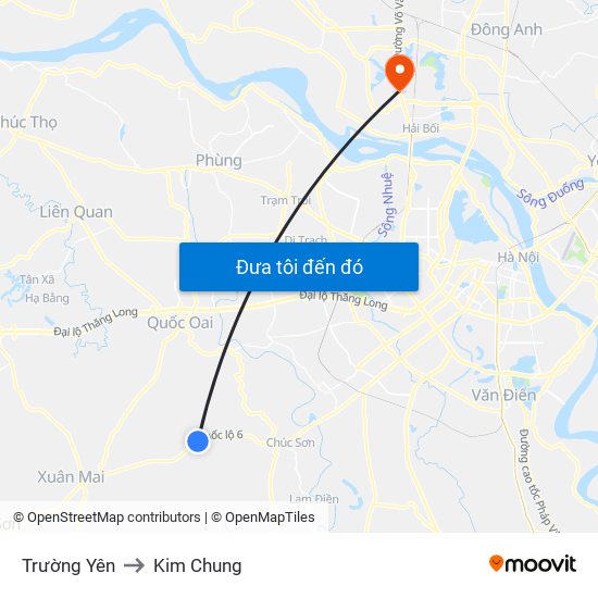 Trường Yên to Kim Chung map