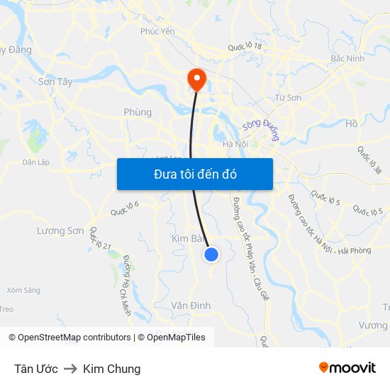 Tân Ước to Kim Chung map