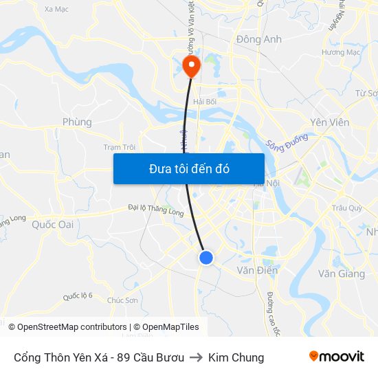 Cổng Thôn Yên Xá - 89 Cầu Bươu to Kim Chung map