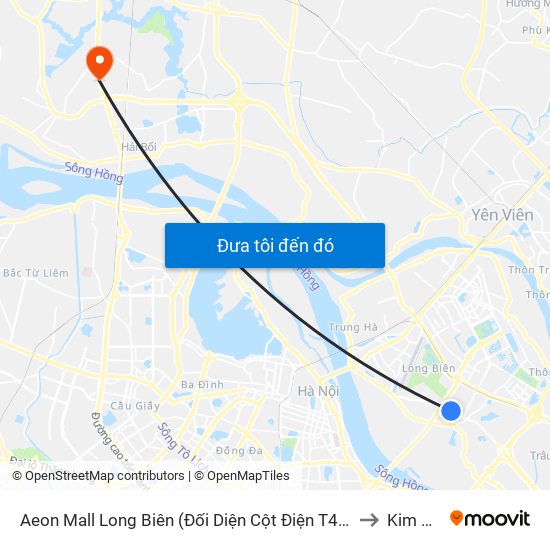 Aeon Mall Long Biên (Đối Diện Cột Điện T4a/2a-B Đường Cổ Linh) to Kim Chung map