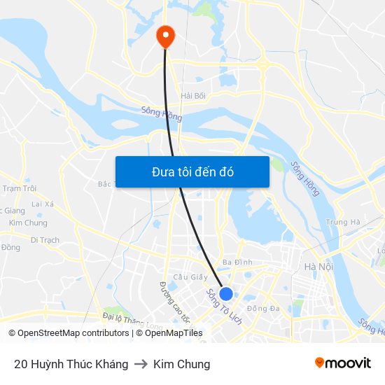 20 Huỳnh Thúc Kháng to Kim Chung map