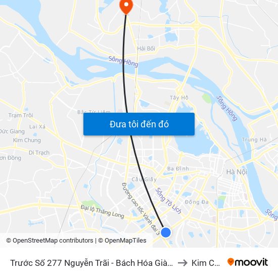 Trước Số 277 Nguyễn Trãi - Bách Hóa Giày Thượng Đình to Kim Chung map