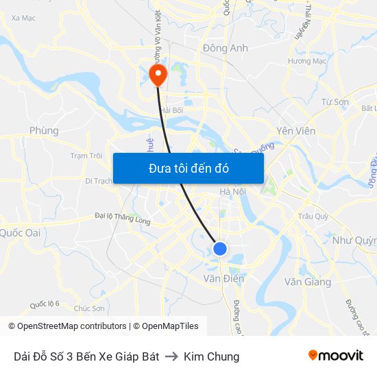 Dải Đỗ Số 3 Bến Xe Giáp Bát to Kim Chung map