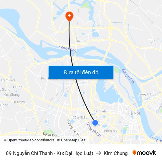 89 Nguyễn Chí Thanh - Ktx Đại Học Luật to Kim Chung map