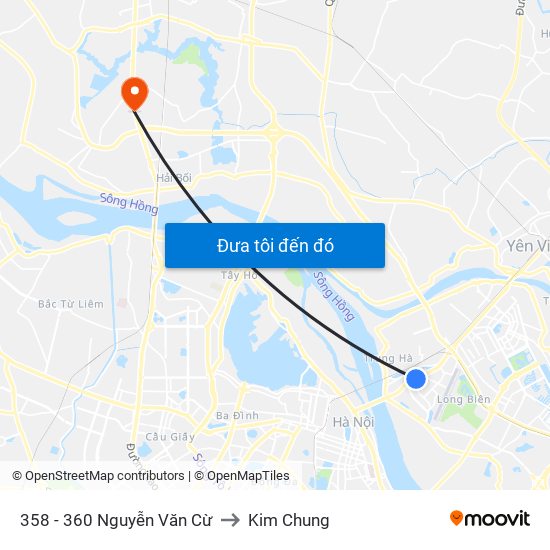 358 - 360 Nguyễn Văn Cừ to Kim Chung map