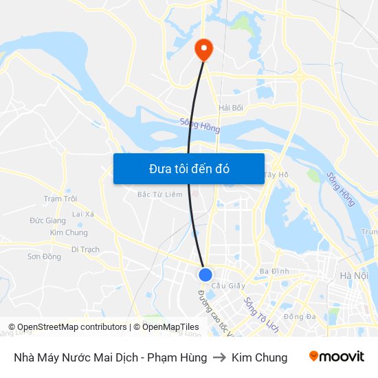Nhà Máy Nước Mai Dịch - Phạm Hùng to Kim Chung map