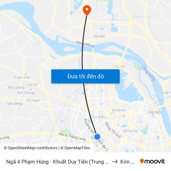 Ngã 4 Phạm Hùng - Khuất Duy Tiến (Trung Tâm Hội Nghị Quốc Gia) to Kim Chung map