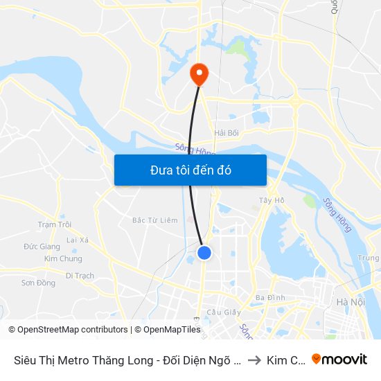 Siêu Thị Metro Thăng Long - Đối Diện Ngõ 599 Phạm Văn Đồng to Kim Chung map