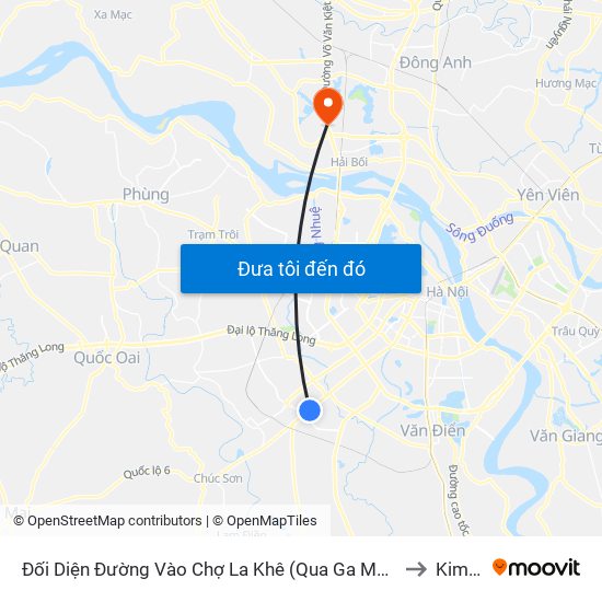 Đối Diện Đường Vào Chợ La Khê (Qua Ga Metro La Khê) - 405 Quang Trung (Hà Đông) to Kim Chung map