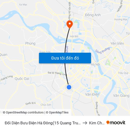 Đối Diện Bưu Điện Hà Đông(15 Quang Trung Hà Đông) to Kim Chung map