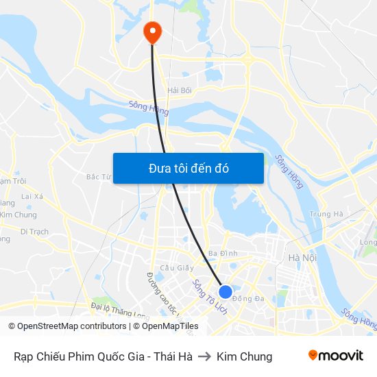 Rạp Chiếu Phim Quốc Gia - Thái Hà to Kim Chung map