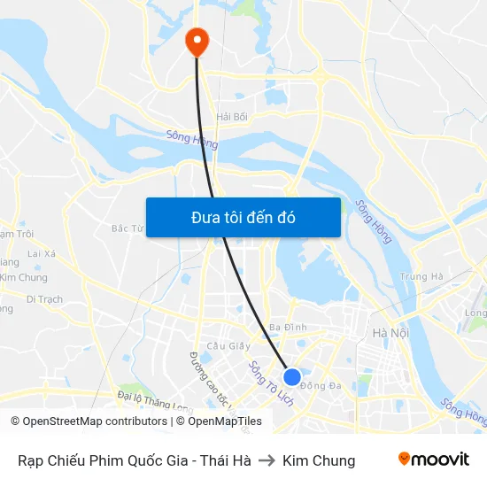 Rạp Chiếu Phim Quốc Gia - Thái Hà to Kim Chung map
