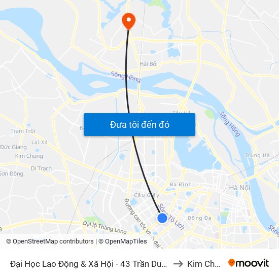 Đại Học Lao Động & Xã Hội - 43 Trần Duy Hưng to Kim Chung map