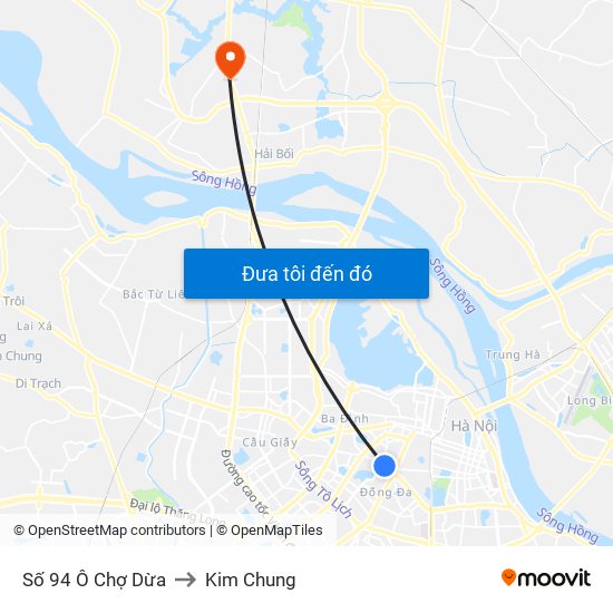Số 94 Ô Chợ Dừa to Kim Chung map