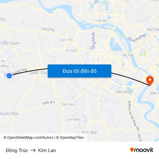 Đồng Trúc to Kim Lan map
