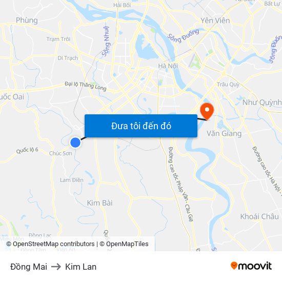 Đồng Mai to Kim Lan map