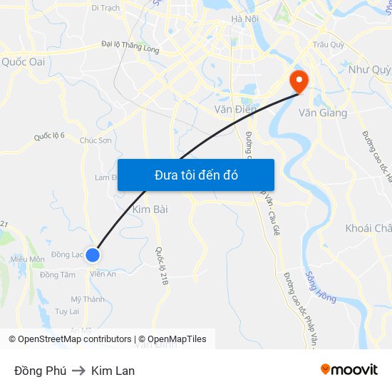 Đồng Phú to Kim Lan map