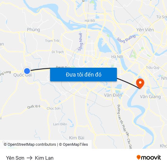 Yên Sơn to Kim Lan map