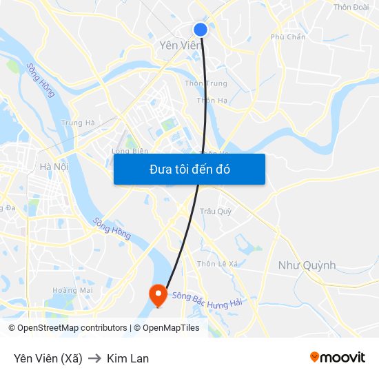 Yên Viên (Xã) to Kim Lan map