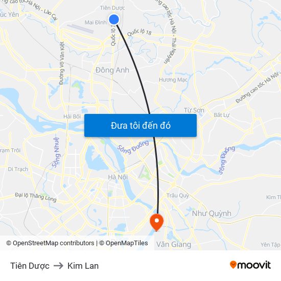 Tiên Dược to Kim Lan map