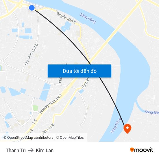 Thanh Trì to Kim Lan map